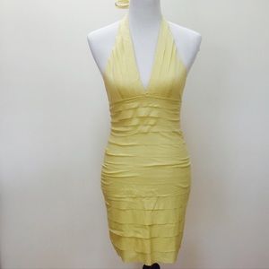 BCBGMAXAZRIA yellow halter dress